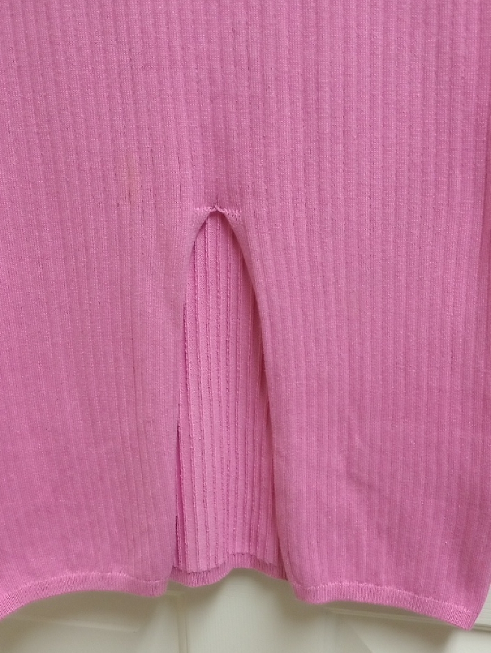 🩷 FREE PEOPLE SKYLINE PINK RIBBED MIDI KNIT HIGH WAIST SKIRT FRONT SLIT BODYCON - Picture 4 of 8